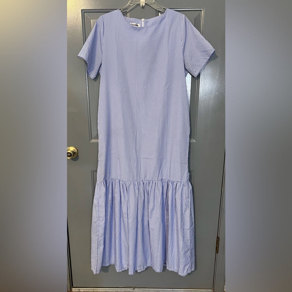 ZHUORANKAILI Blue Striped Dress